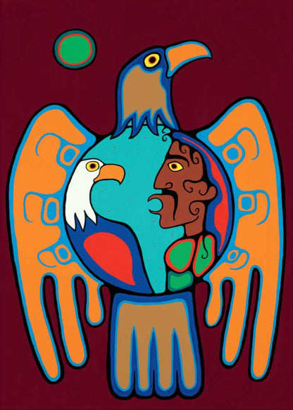 Shaman Talking to Eagle Spirit by Jim Oskineegish Indigenous Art Print, First Nations, Ahnisnabae Culture, Native American Indian Decor