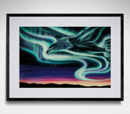 Spawning By Amy Keller-Rempp Indigenous Art Print, Eagle, First Nations, Métis, Native Americans Decor, Northern Lights, Aurora Borealis