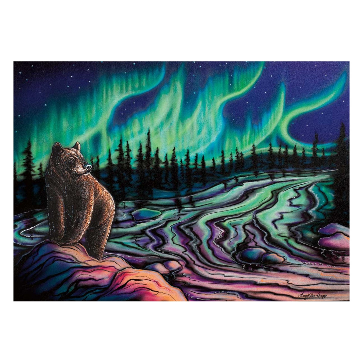 Sky Dance Northern Light By Amy Keller-Rempp Indigenous Art Print, Métis, First Nations, Native Americans Indian Decor, Aurora Borealis