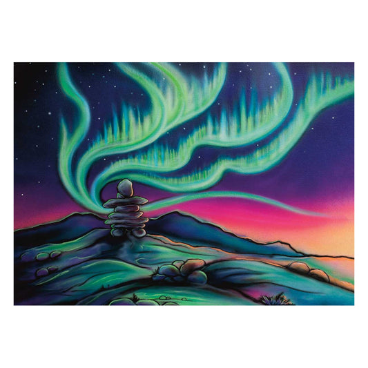 Sky Dance Friendly Skies By Amy Keller-Rempp Indigenous Art Print, First Nations, Native Americans Decor, Northern Lights, Aurora Borealis