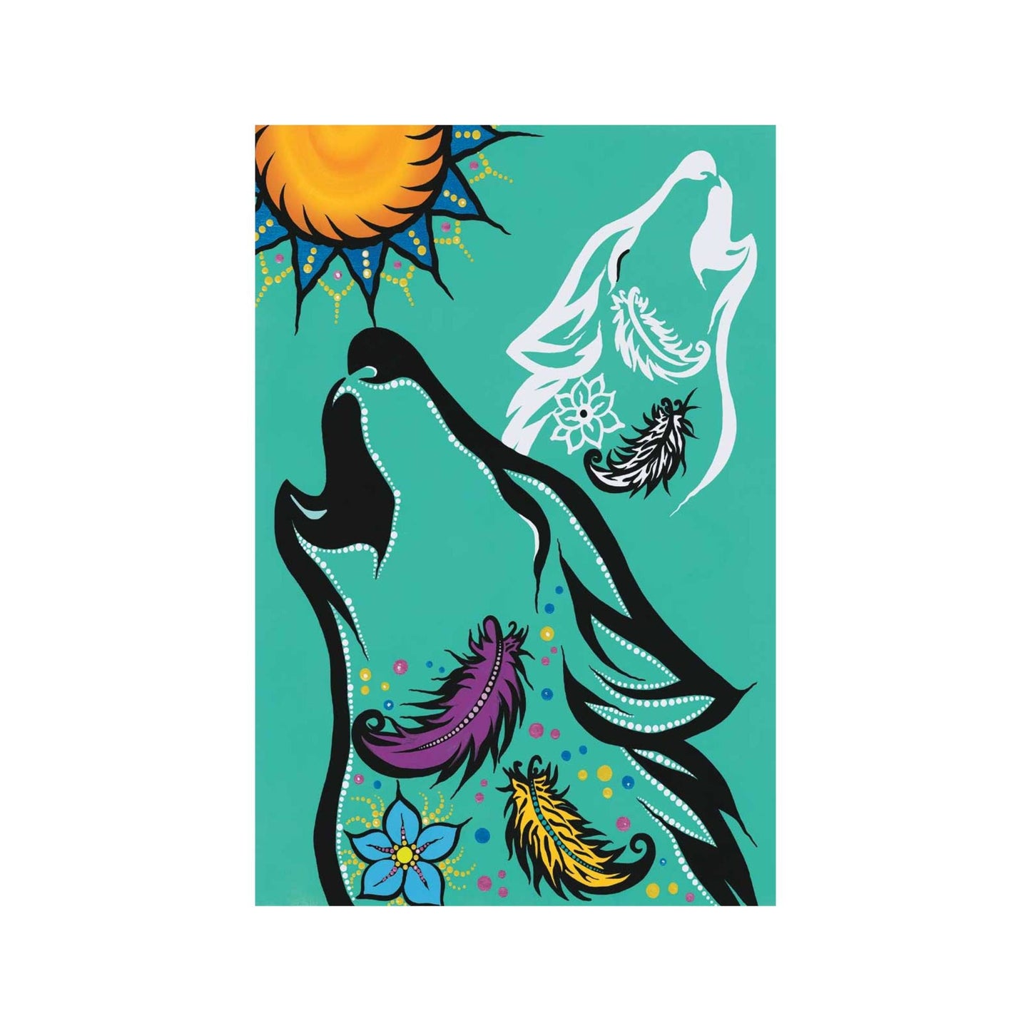 Spirit Wolf by Tracey Metallic, Indigenous Art Print, First Nations, Migmaq Artist, Native American Indian Decor