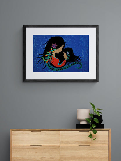 Ntutji’j (Mother & Daughter) by Tracey Metallic, Indigenous Art Print, First Nations, Migmaq Artist, Native American Indian Decor