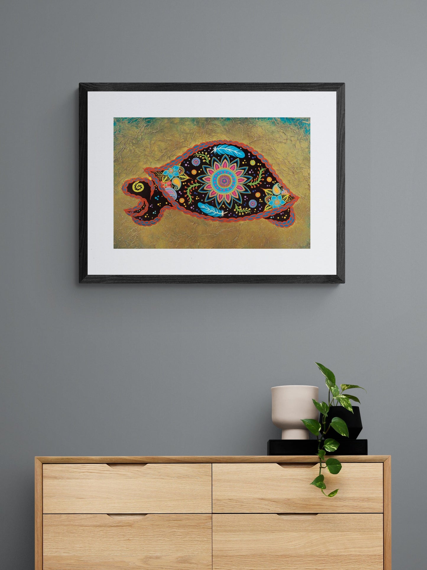 Spirit Turtle by Tracey Metallic, Indigenous Art Print, First Nations, Migmaq Artist, Native American Indian Decor