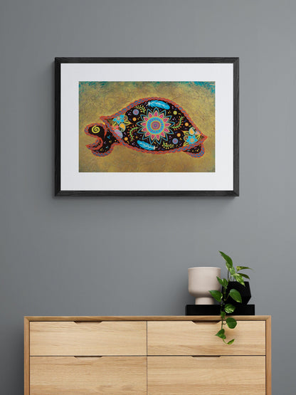 Spirit Turtle by Tracey Metallic, Indigenous Art Print, First Nations, Migmaq Artist, Native American Indian Decor