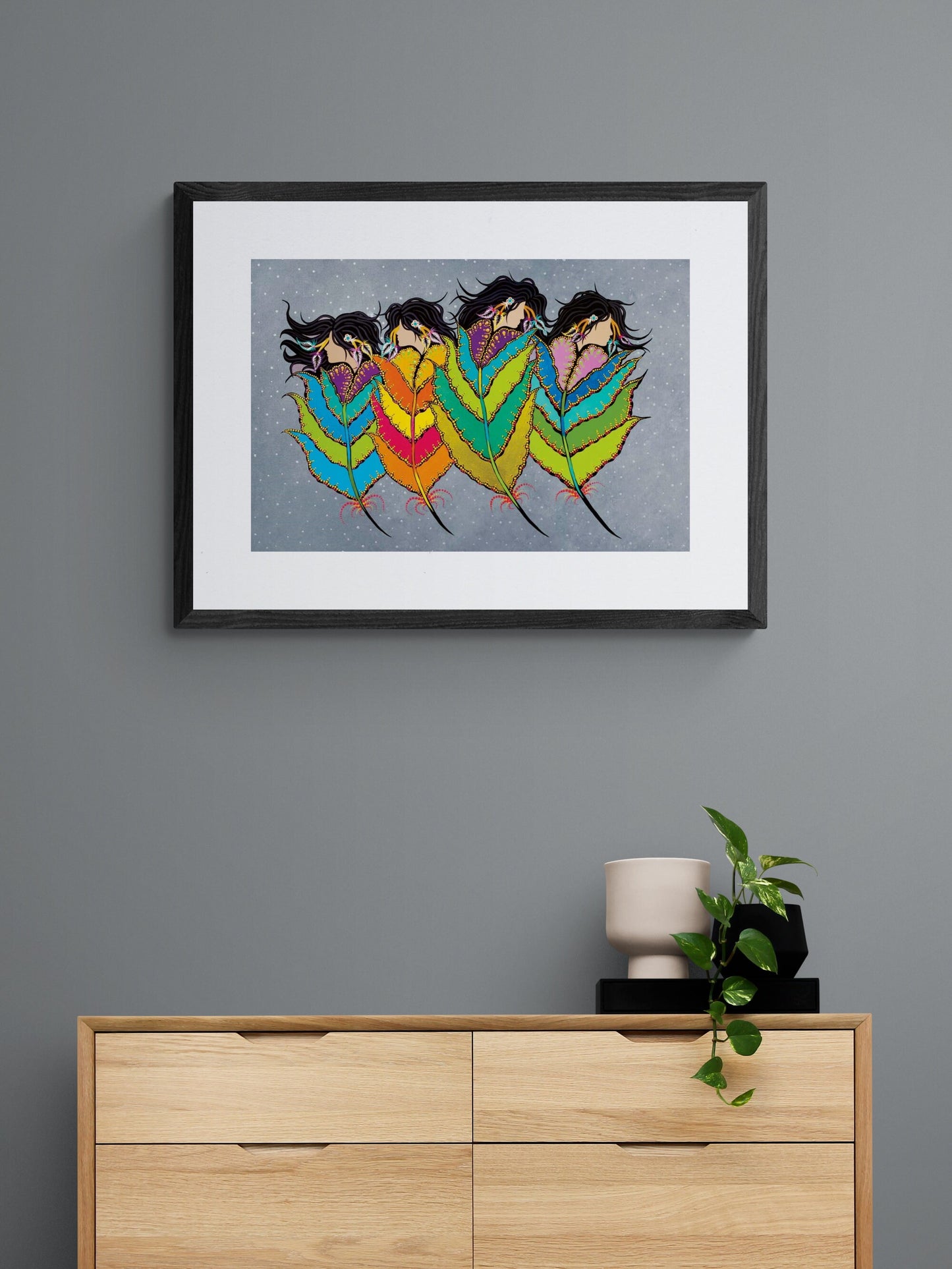 Sisterhood by Tracey Metallic, Indigenous Art Print, First Nations, Migmaq Artist, Native American Indian Decor