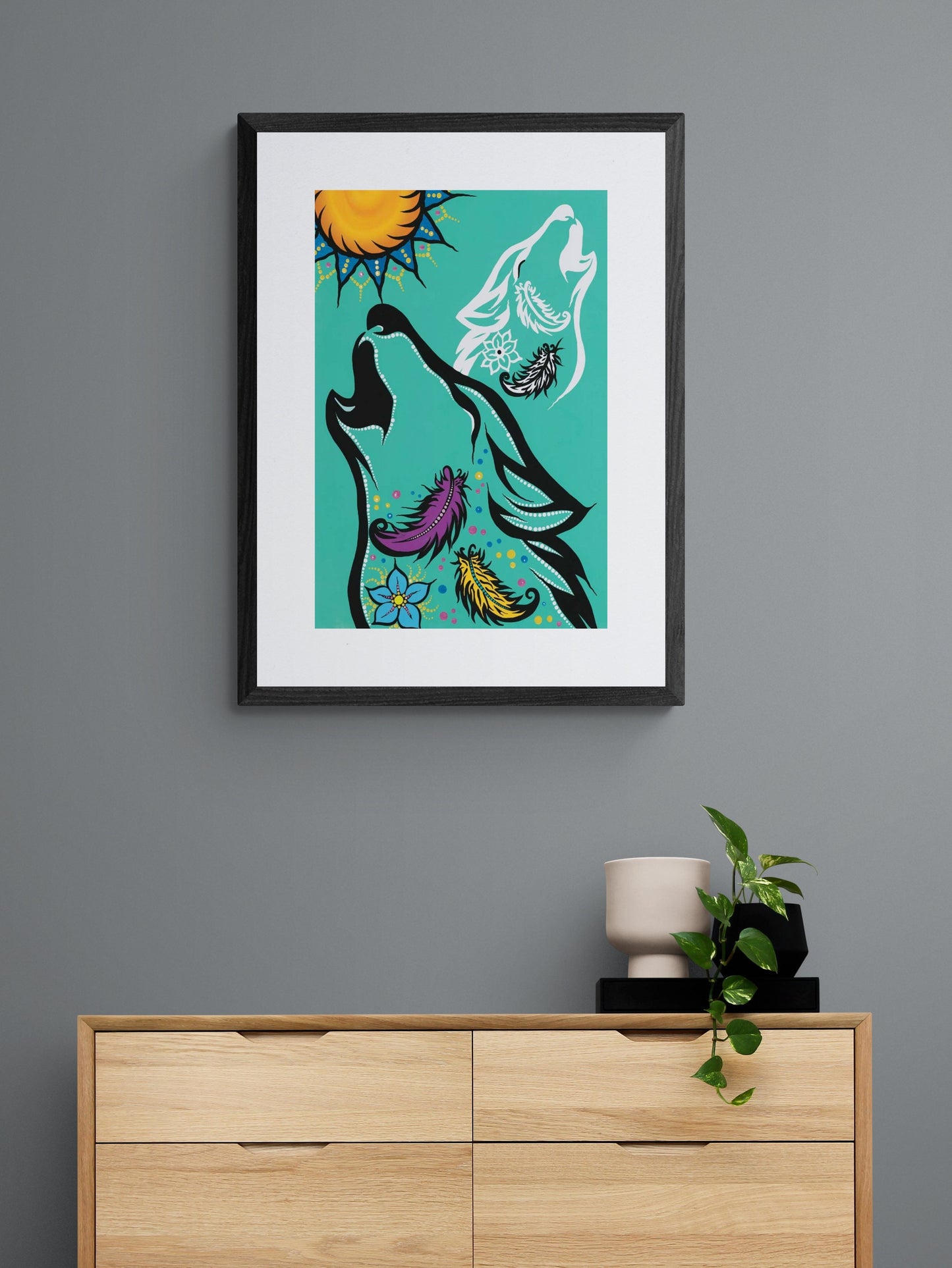 Spirit Wolf by Tracey Metallic, Indigenous Art Print, First Nations, Migmaq Artist, Native American Indian Decor