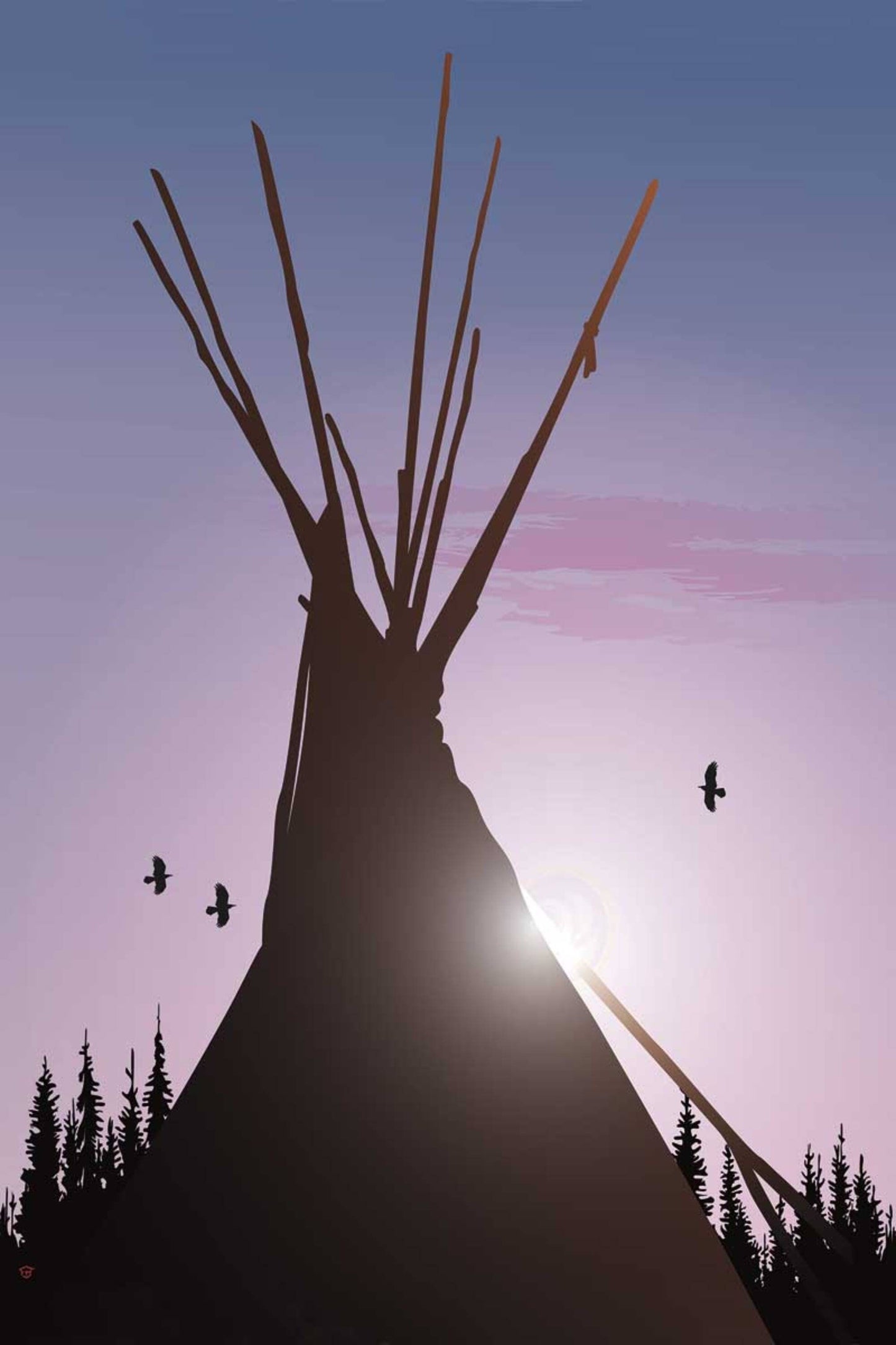Tee Pee By Mark Preston, Indigenous Art Print, First Nations, Native Americans, Tlingit, Yukon Territory, Framed Art
