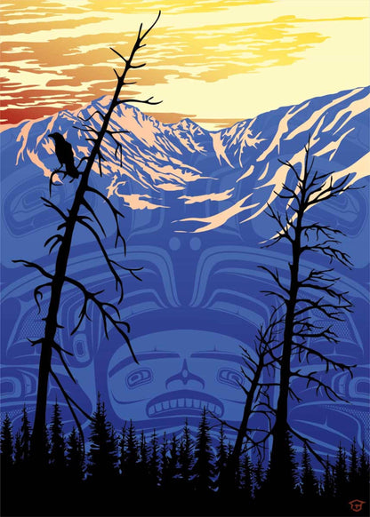 Best Friend at Sunset By Mark Preston, Indigenous Art Print, First Nations, Native Americans, Tlingit, Yukon Territory, Framed Art