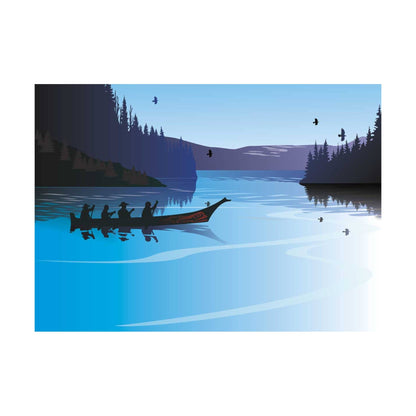 Winter Canoe By Mark Preston, Indigenous Art Print, First Nations, Native Americans, Tlingit, Yukon Territory, Framed Art