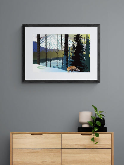 Fox Winter Mountains By Mark Preston, Indigenous Art Print, First Nations, Native Americans, Tlingit, Yukon Territory, Framed Art
