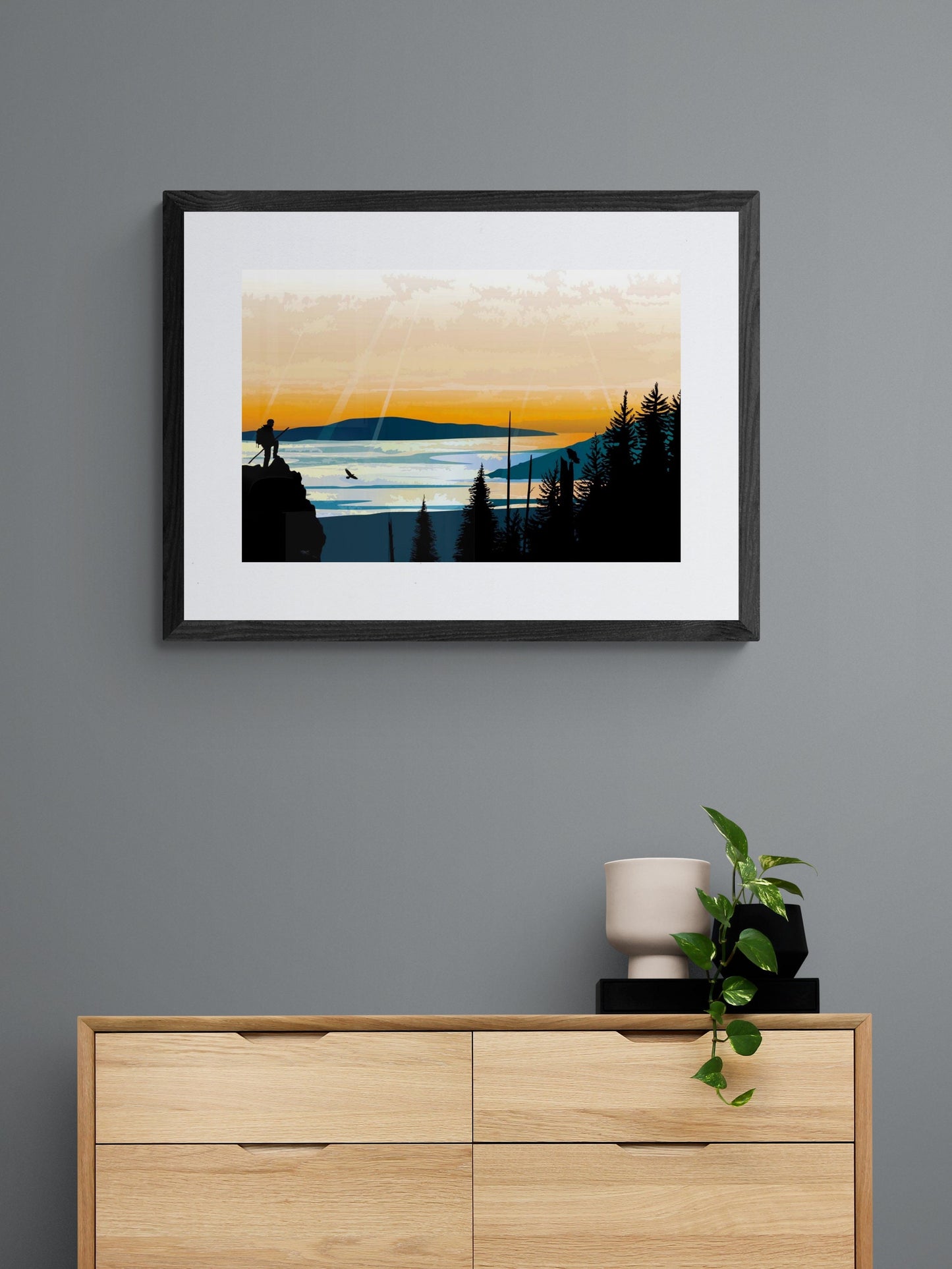 Climber Lookout By Mark Preston, Indigenous Art Print, First Nations, Native Americans, Tlingit, Yukon Territory, Framed Art