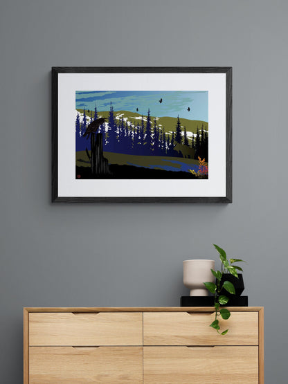 Raven And Moose By Mark Preston, Indigenous Art Print, First Nations, Native Americans, Tlingit, Yukon Territory, Framed Art