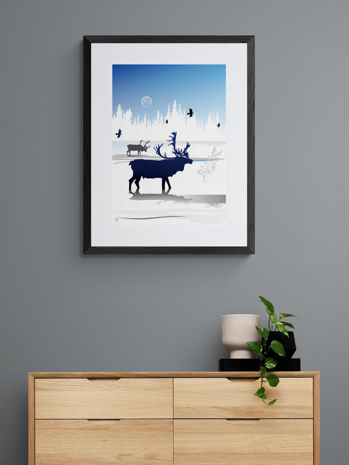 Caribou Winter By Mark Preston, Indigenous Art Print, First Nations, Native Americans, Tlingit, Yukon Ter