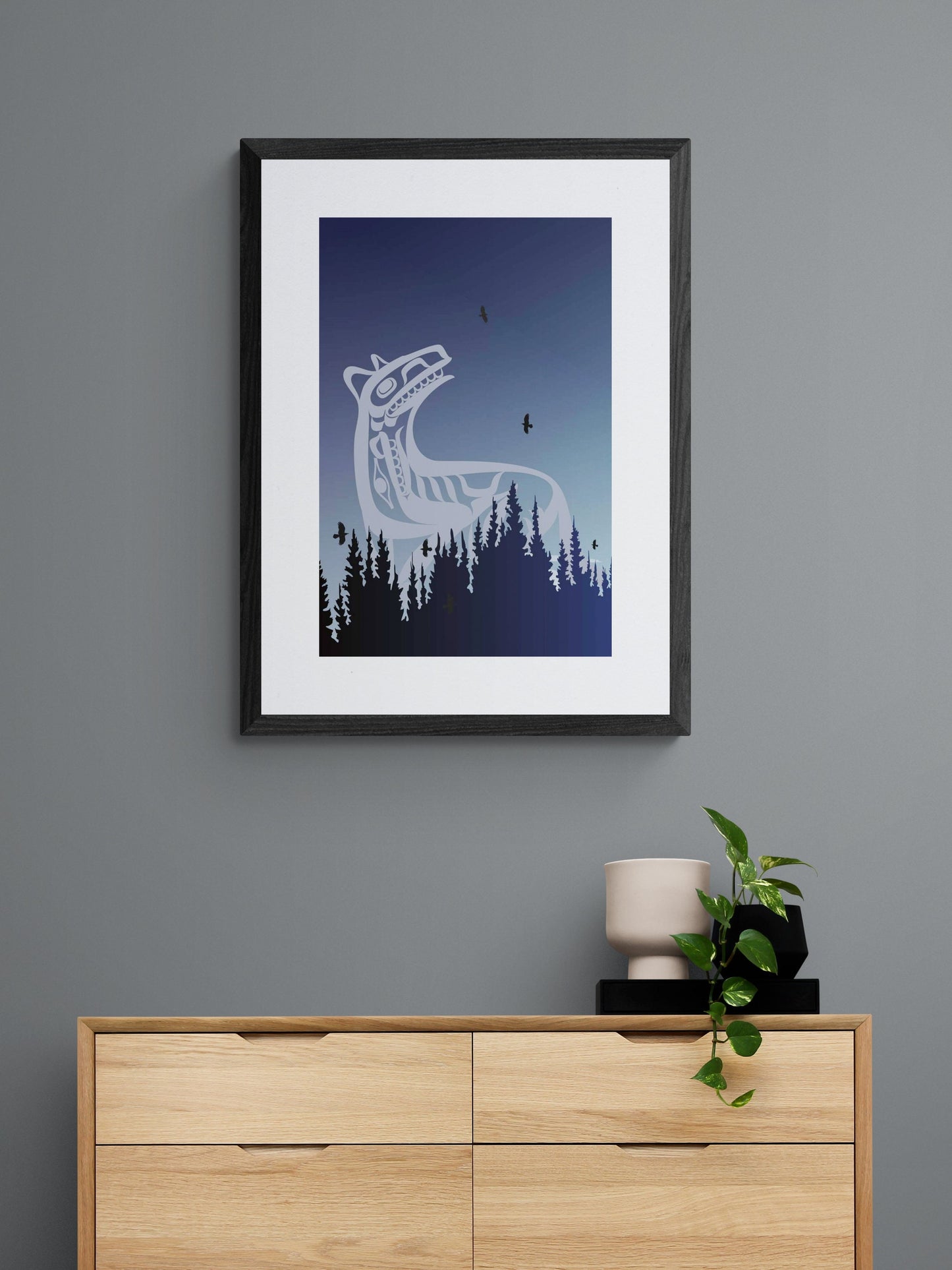 Wolf Spirit By Mark Preston, Indigenous Art Print, First Nations, Native Americans, Tlingit, Yukon Territory, Framed Art