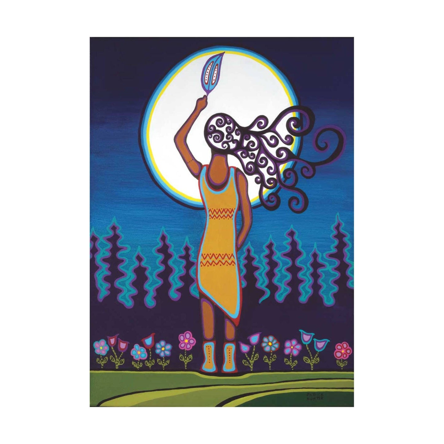 Woman and Grandmother Moon By Patrick Hunter Indigenous Art Print, First Nations, Ojibway, Native Americans Indian Decor, Framed Art