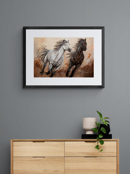 Freedom By Amy Keller-Rempp, Horses Art, Indigenous Art Print, First Nations, Native Americans Decor, Métis, Framed Art