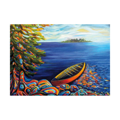 Red Canoe By Wynne Parkin,  Canadian Artist, Canadiana Art Print, Framed Art