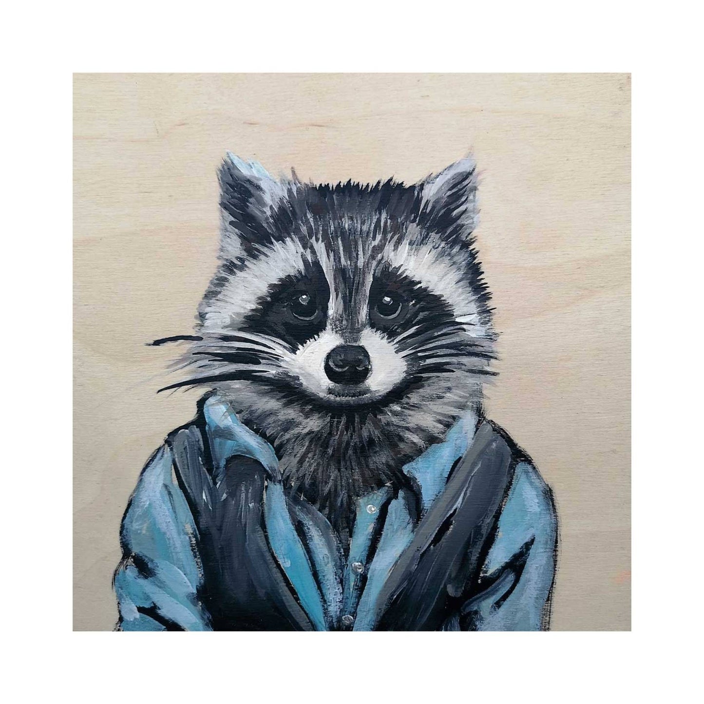 Racoon in a Vest By Wynne Parkin, Canadian Artist, Canadiana Art Print, Framed Art