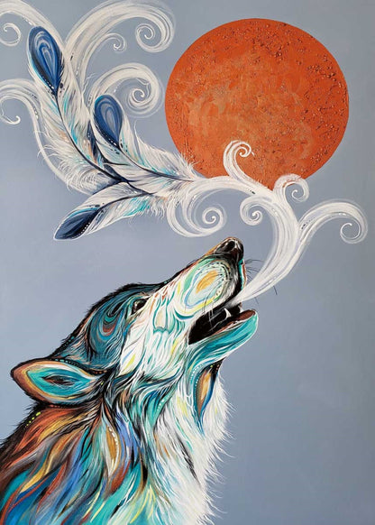 Cree Wolf Call By Carla Joseph, Indigenous Art Print, First Nations, Native Americans, Framed Art