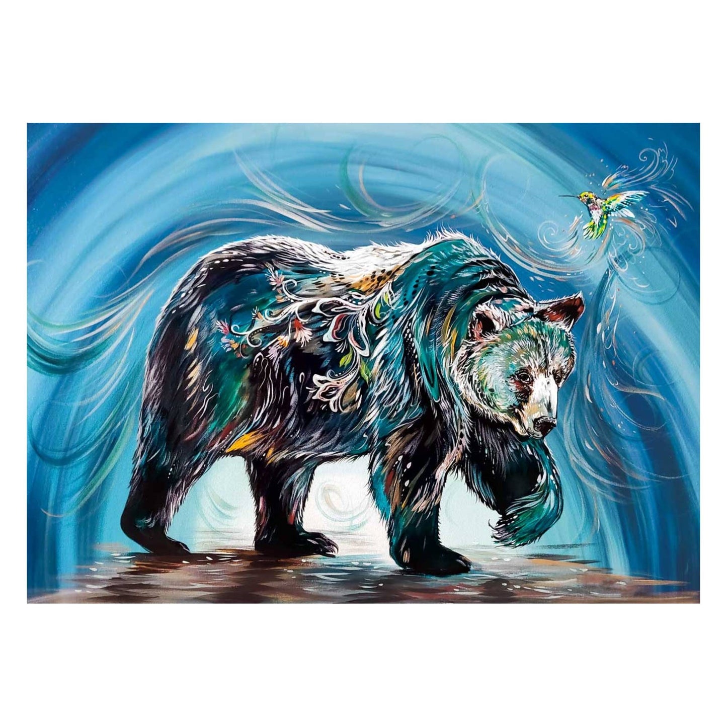 Bear With Hummingbird By Carla Joseph, Indigenous Art Print, First Nations, Native Americans, Cree, Métis, Framed Art