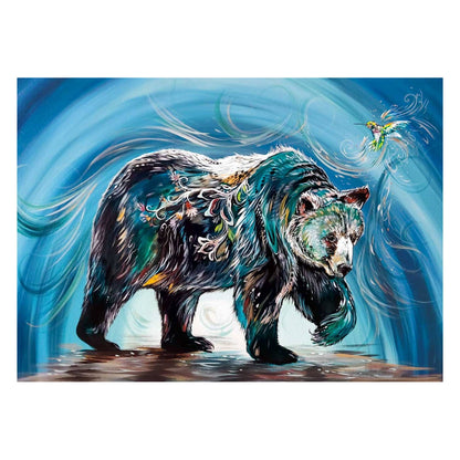 Bear With Hummingbird By Carla Joseph, Indigenous Art Print, First Nations, Native Americans, Cree, Métis, Framed Art