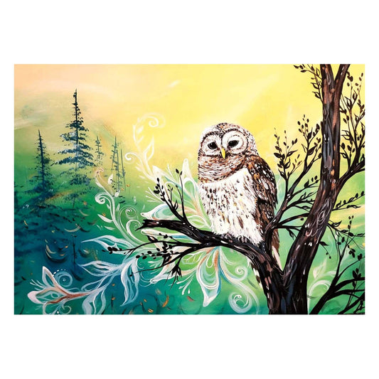 Wise Owl By Carla Joseph, Indigenous Art Print, First Nations, Native Americans, Cree, Métis, Framed Art