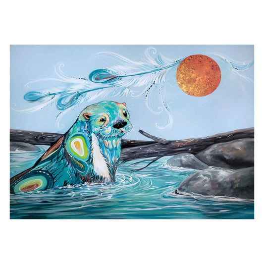 River Otter By Carla Joseph, Indigenous Art Print, First Nations, Native Americans, Cree, Métis, Framed Art