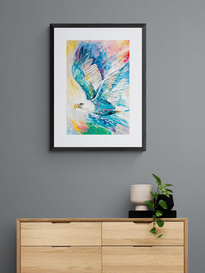 Eagle Of Many Colours By Carla Joseph, Indigenous Art Print, First Nations, Native Americans, Cree, Métis, Framed Art