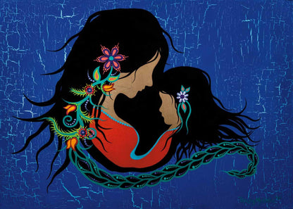 Ntutji’j (Mother & Daughter) by Tracey Metallic, Indigenous Art Print, First Nations, Migmaq Artist, Native American Indian Decor