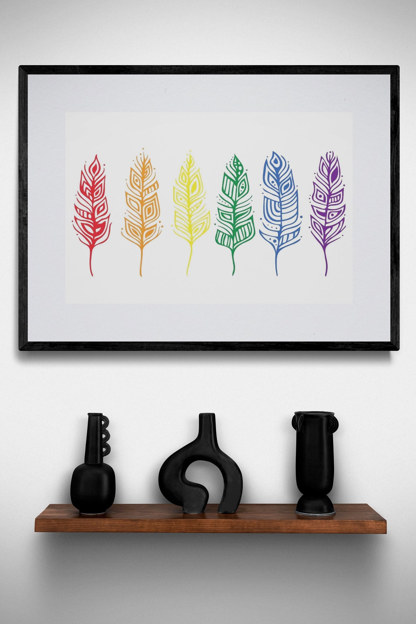 Pride Feathers By Patrick Hunter Indigenous Art Print, First Nations, Ojibway, Native Americans Indian Decor, Framed Art