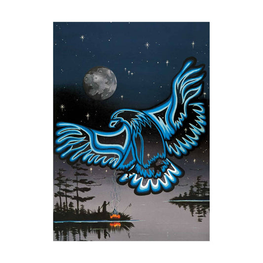 Eagle In The Sky By  William Monague, Indigenous Art Print, First Nations, Ojibway, Native Americans Indian Decor, Framed Art