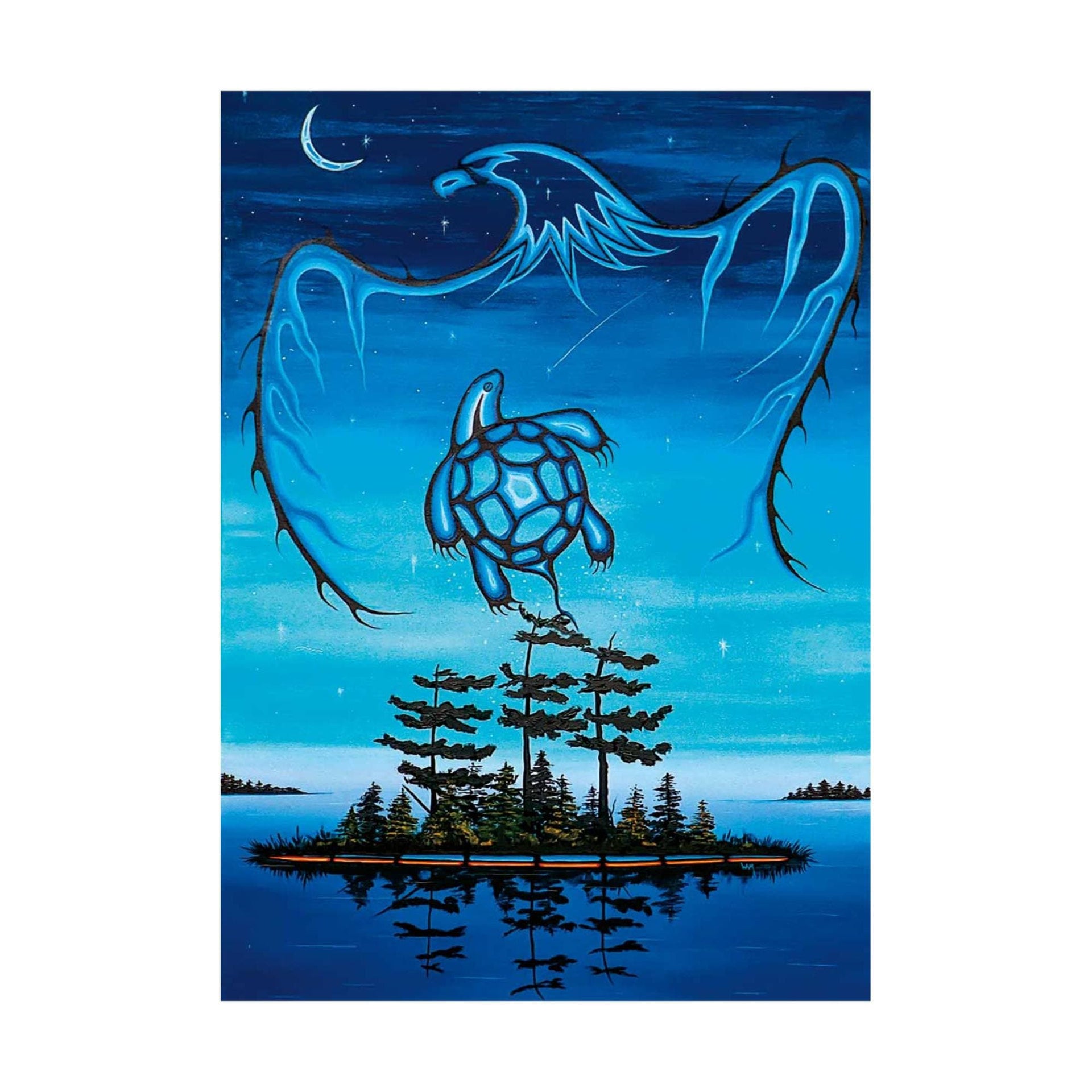 Turtle Spirit By William Monague, Indigenous Art Print, First Nations, Ojibway, Native Americans Indian Decor, Framed with Mat