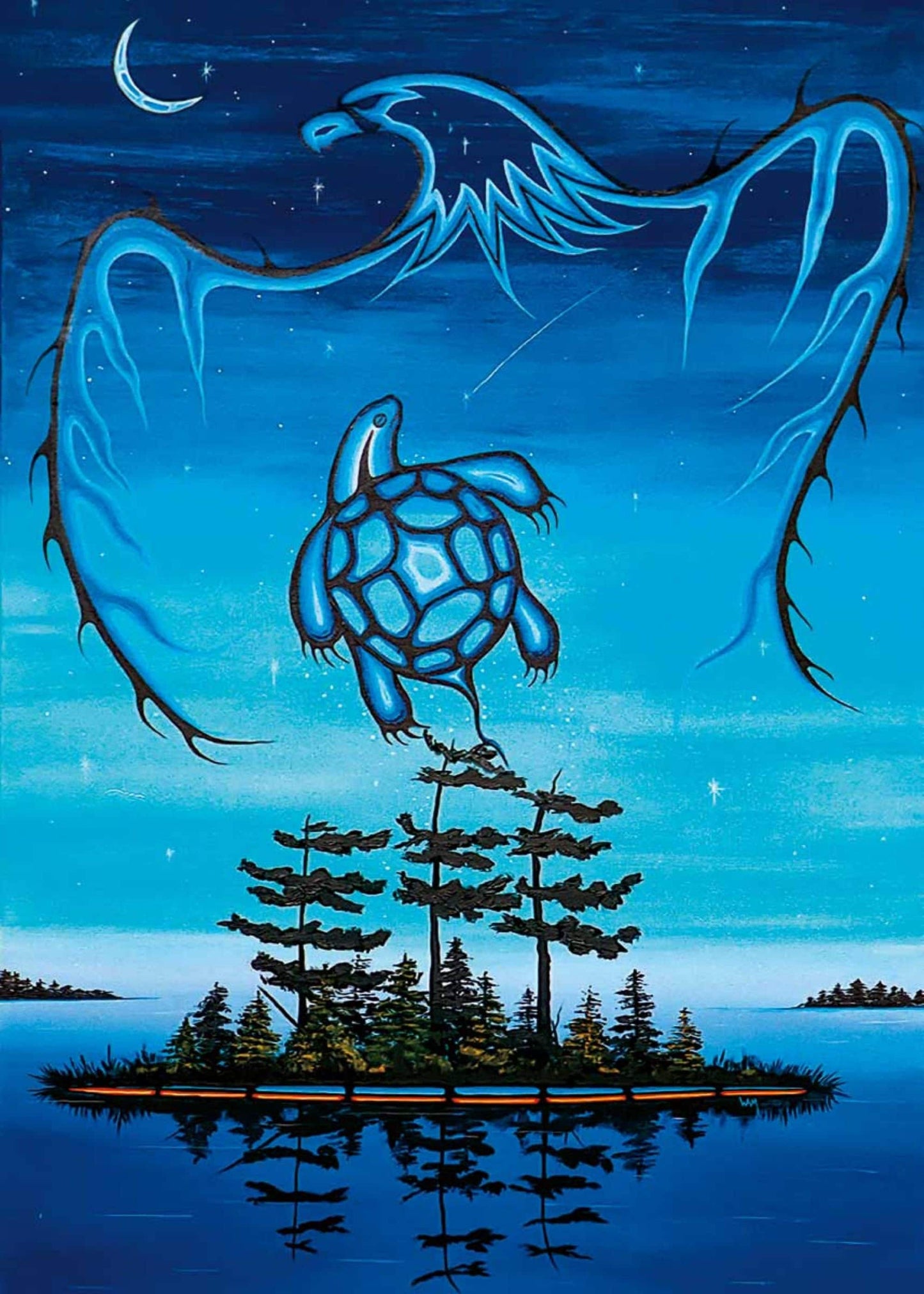 Turtle Spirit By  William Monague, Indigenous Art Print, First Nations, Ojibway, Native Americans Indian Decor, Framed Art