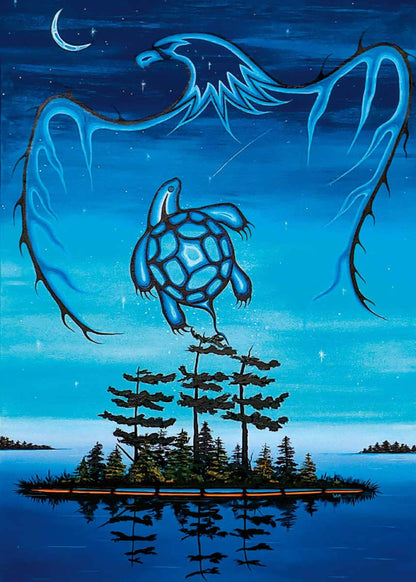 Turtle Spirit By  William Monague, Indigenous Art Print, First Nations, Ojibway, Native Americans Indian Decor, Framed Art