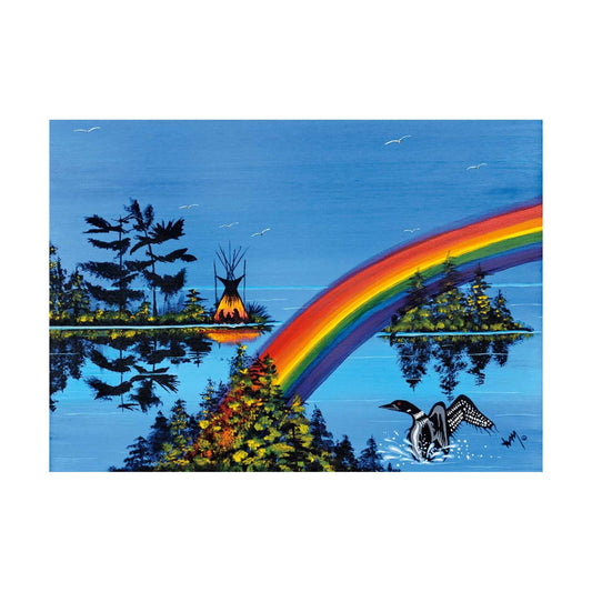 Rainbow By William Monague, Indigenous Art Print, First Nations, Ojibway, Native Americans Indian Decor, Framed Art