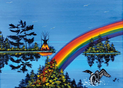 Rainbow By William Monague, Indigenous Art Print, First Nations, Ojibway, Native Americans Indian Decor, Framed Art