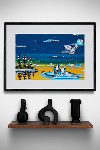 Spirits of the North By William Monague, Indigenous Art Print, First Nations, Ojibway, Native Americans Indian Decor, Framed Art