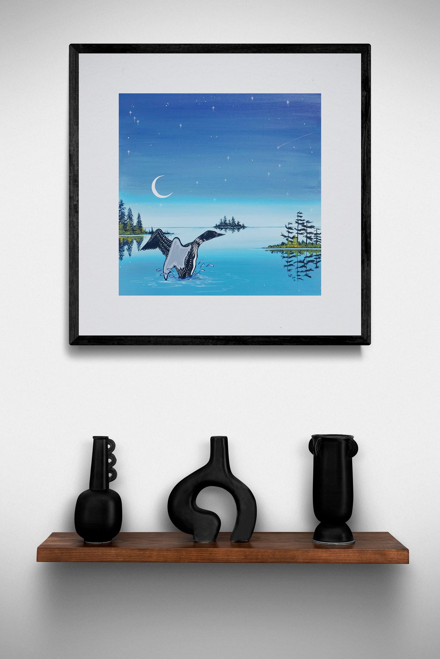 Loon Spirit By William Monague, Indigenous Art Print, First Nations, Ojibway, Native Americans Indian Decor, Framed