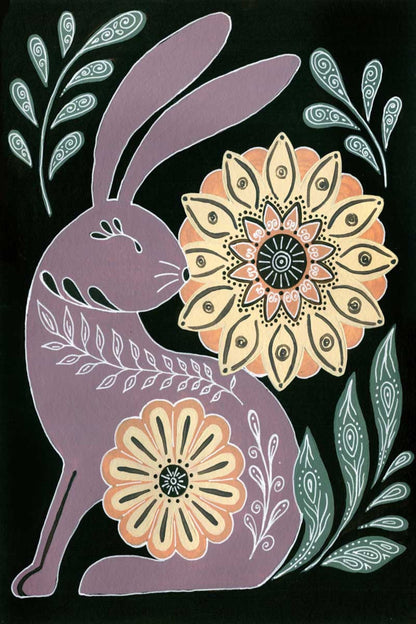 Nordic Folk Bunny by Yvette St. Amant, Bunny Framed Art, Rabbit Art Print