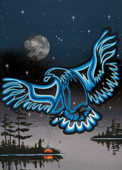 Eagle In The Sky By  William Monague, Indigenous Art Print, First Nations, Ojibway, Native Americans Indian Decor, Framed Art