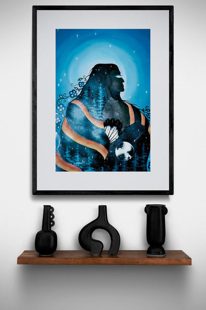 Spring Woman By William Monague, Indigenous Art Print, First Nations, Ojibway, Native Americans Indian Decor, Framed Art