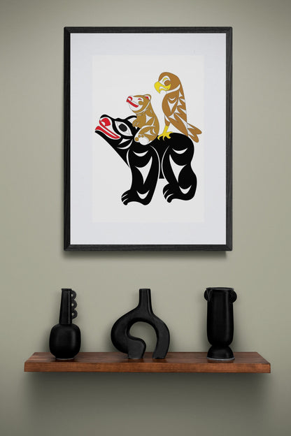 Hitching a Ride by Doug LaFortune, Indigenous Art Print, First Nations, Native American Indian Decor, Animal Print