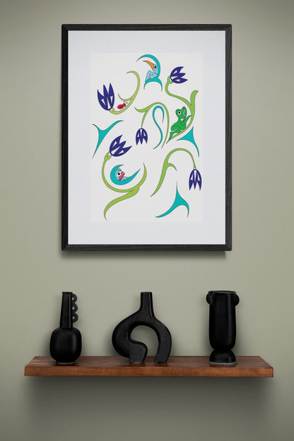 Spring Bloom by Doug LaFortune, Indigenous Art Print, First Nations, Native American Indian Decor, Animal Print