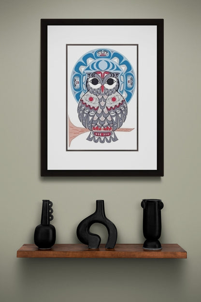 Owl by Angela Kimble, Indigenous Art Print, First Nations, Native American Indian Decor