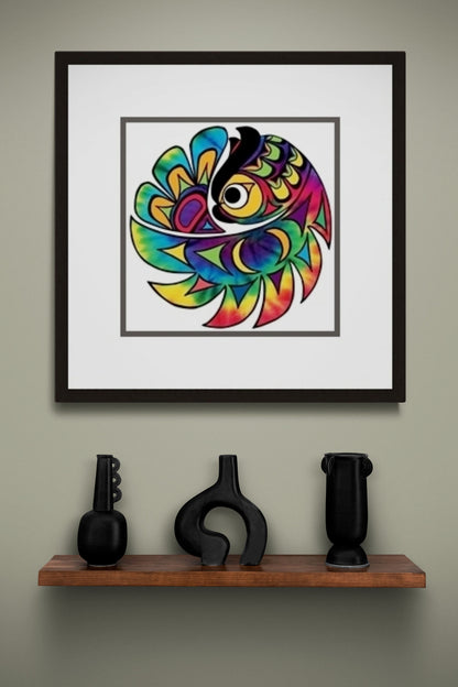 Tie-dye Owl by Angela Kimble, Indigenous Art Print, First Nations, Native American Indian Decor