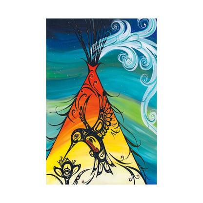 Hummingbird Teepee By Carla Joseph, Indigenous Art Print, First Nations, Native Americans, Framed Art