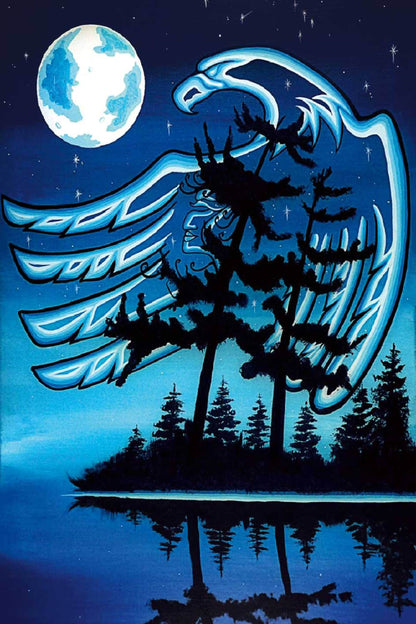 Blue Moon By William Monague, Indigenous Art Print, First Nations, Ojibway, Native Americans Indian Decor, Framed Art