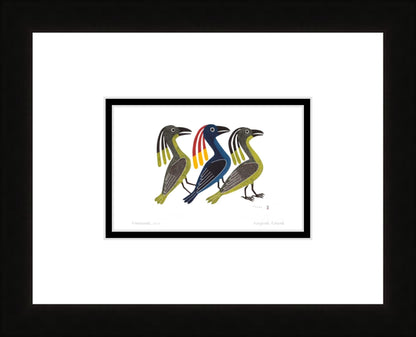 Promenade, 2010 by Kenojuak Ashevak, Indigenous Inuit Art Card, Aboriginal Decor, Framed Art Card