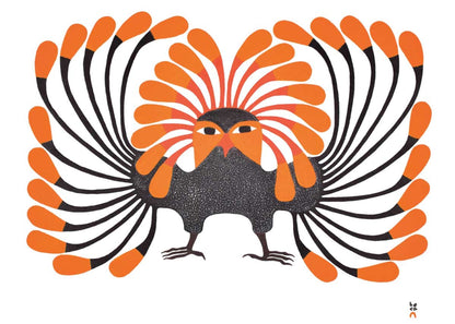Autumnal Owl, 1999 (Stonecut) by Kenojuak Ashevak, Indigenous Inuit Art Card, Aboriginal Decor, Framed Art Card