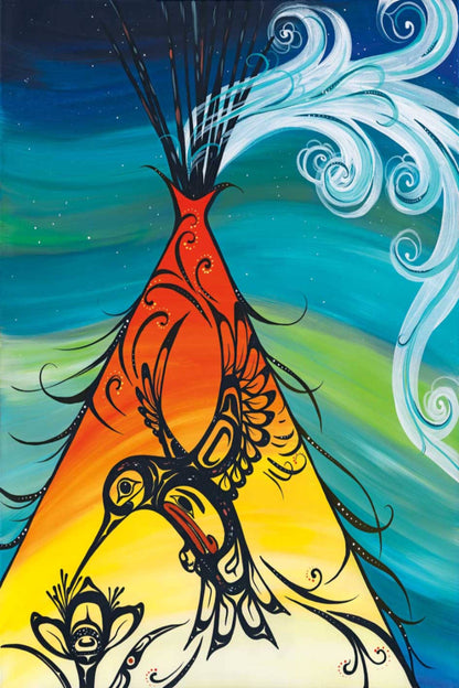 Hummingbird Teepee By Carla Joseph, Indigenous Art Print, First Nations, Native Americans, Framed Art